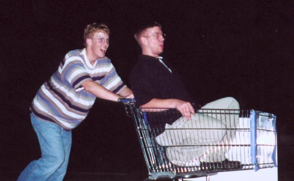 Joy ride in a shopping cart